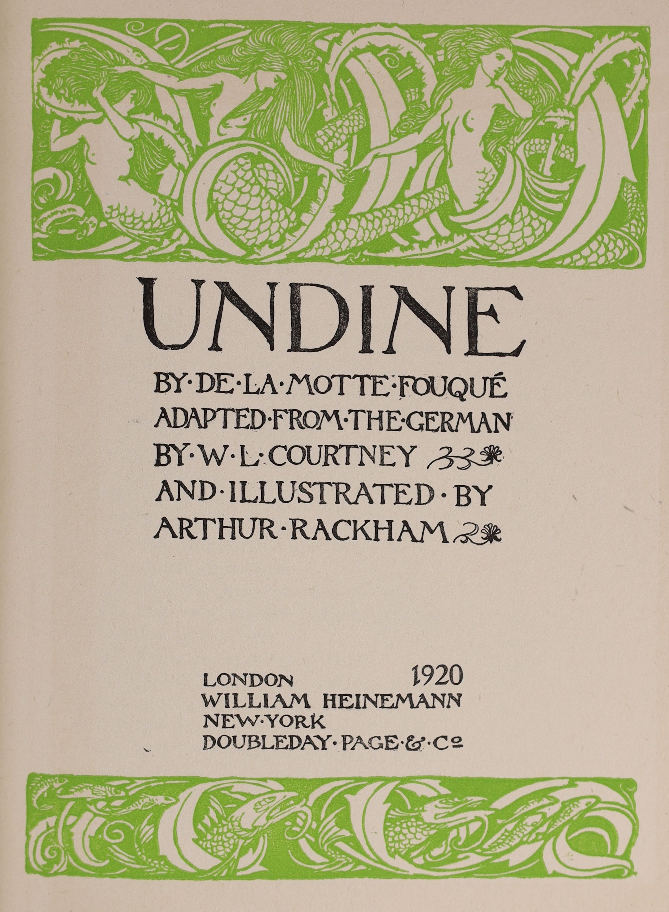 Rackham, Arthur (illustrator) - 4 works:- A Midsummer Night’s Dream, with 40 tipped-in colour plates, 1908, Book of Pictures, 1913; Undine, 1920 and Little Brother & Little Suster, 1917, all 4to, cloth bound.